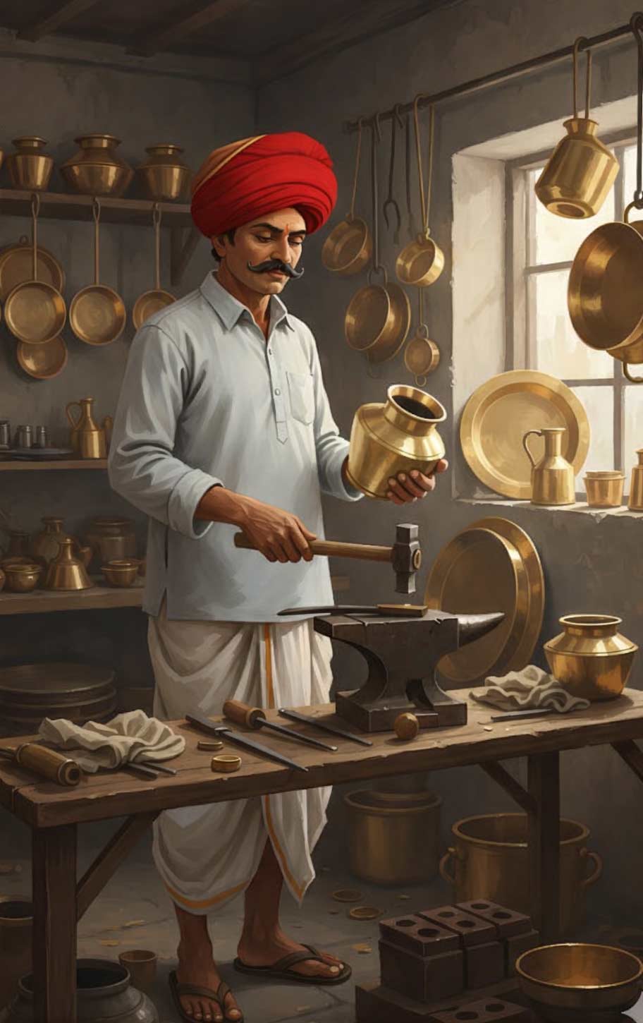 Kansa (bronze) work making by kansara community