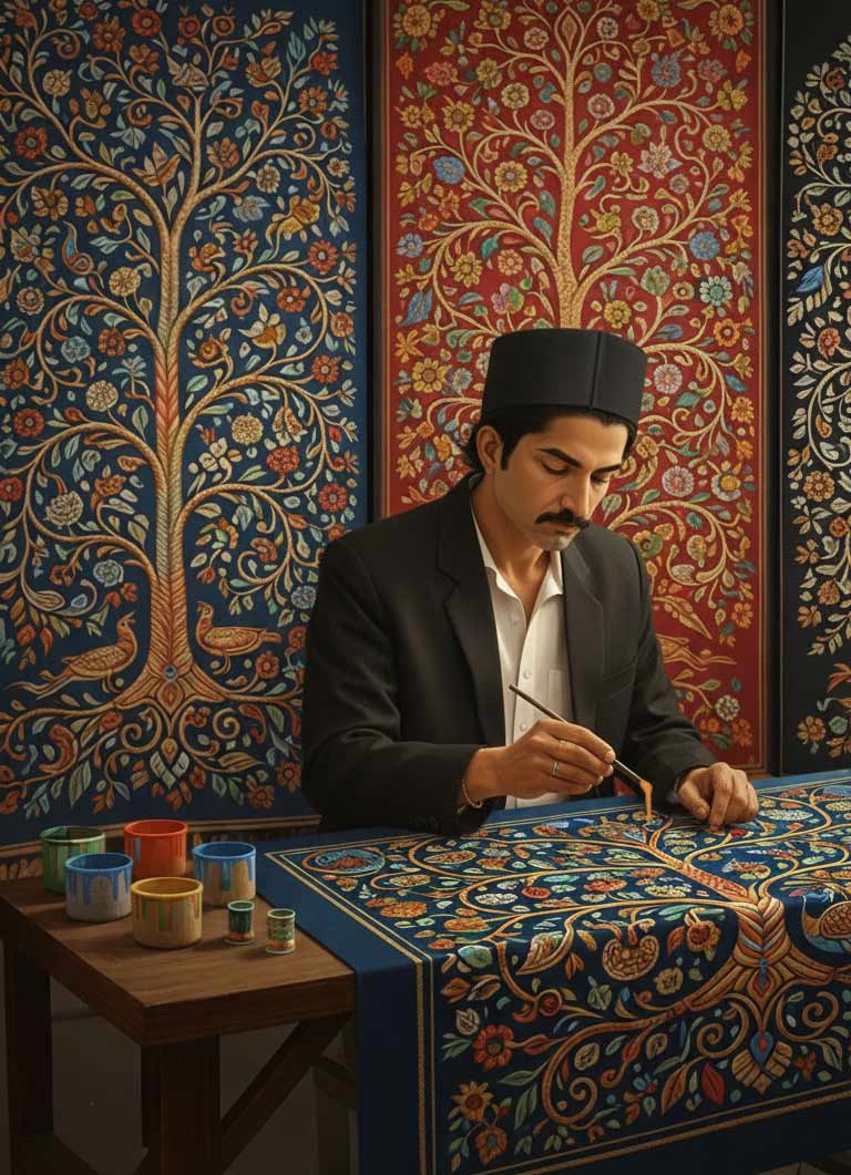 Rogan art painting making by kansara-community